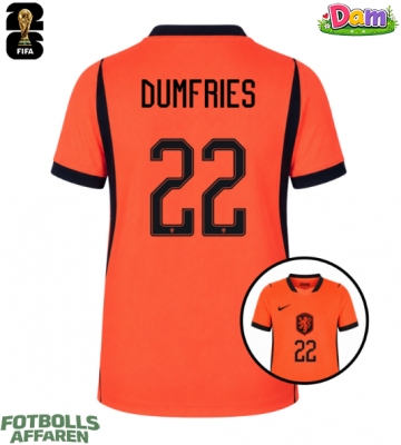 Nederländerna Denzel Dumfries #22 Hemmatröja Kvinnor VM 2026 Kortärmad